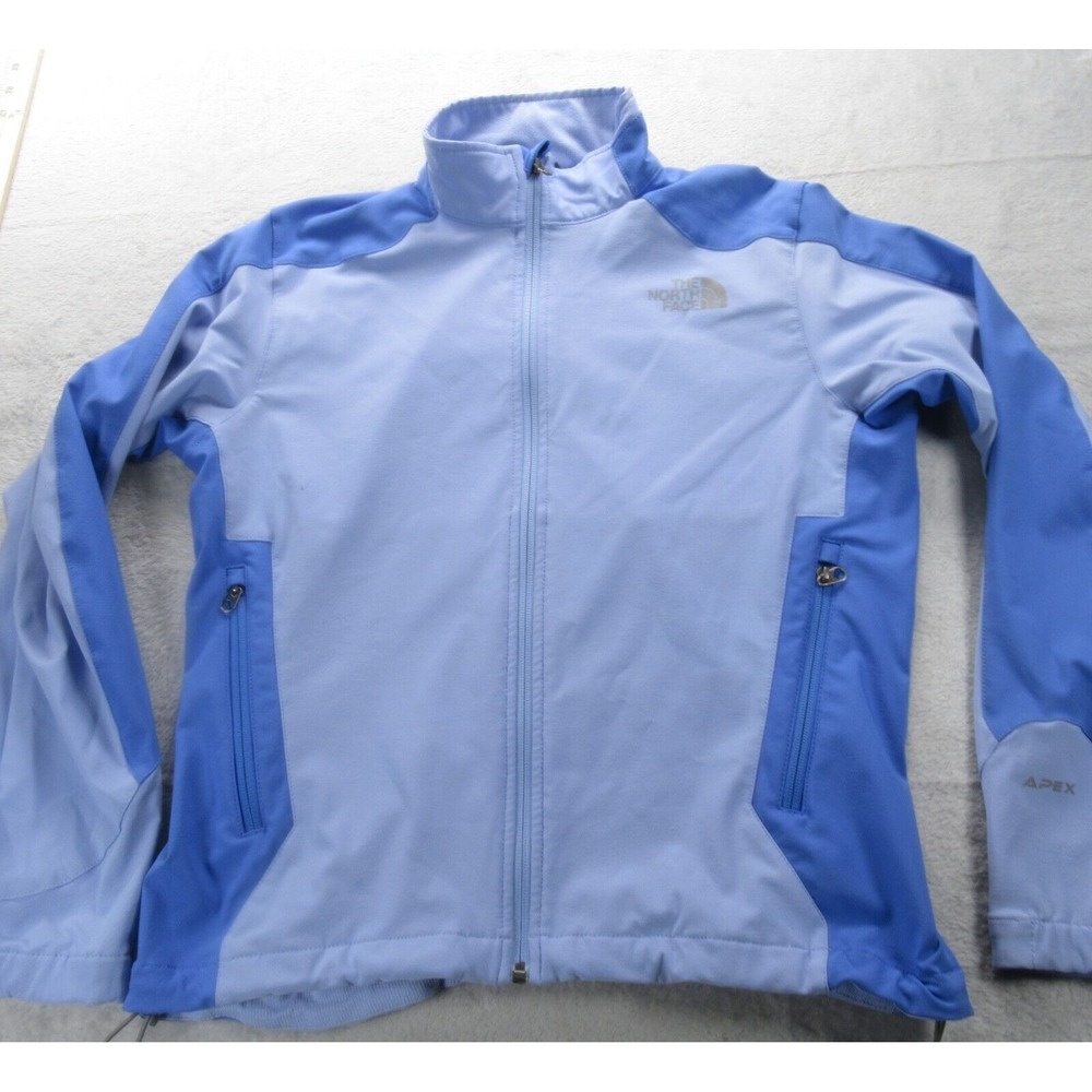 North Face Apex Jacket Womens Medium Blue Colorblock Adjustable Hem Zip Fleece
